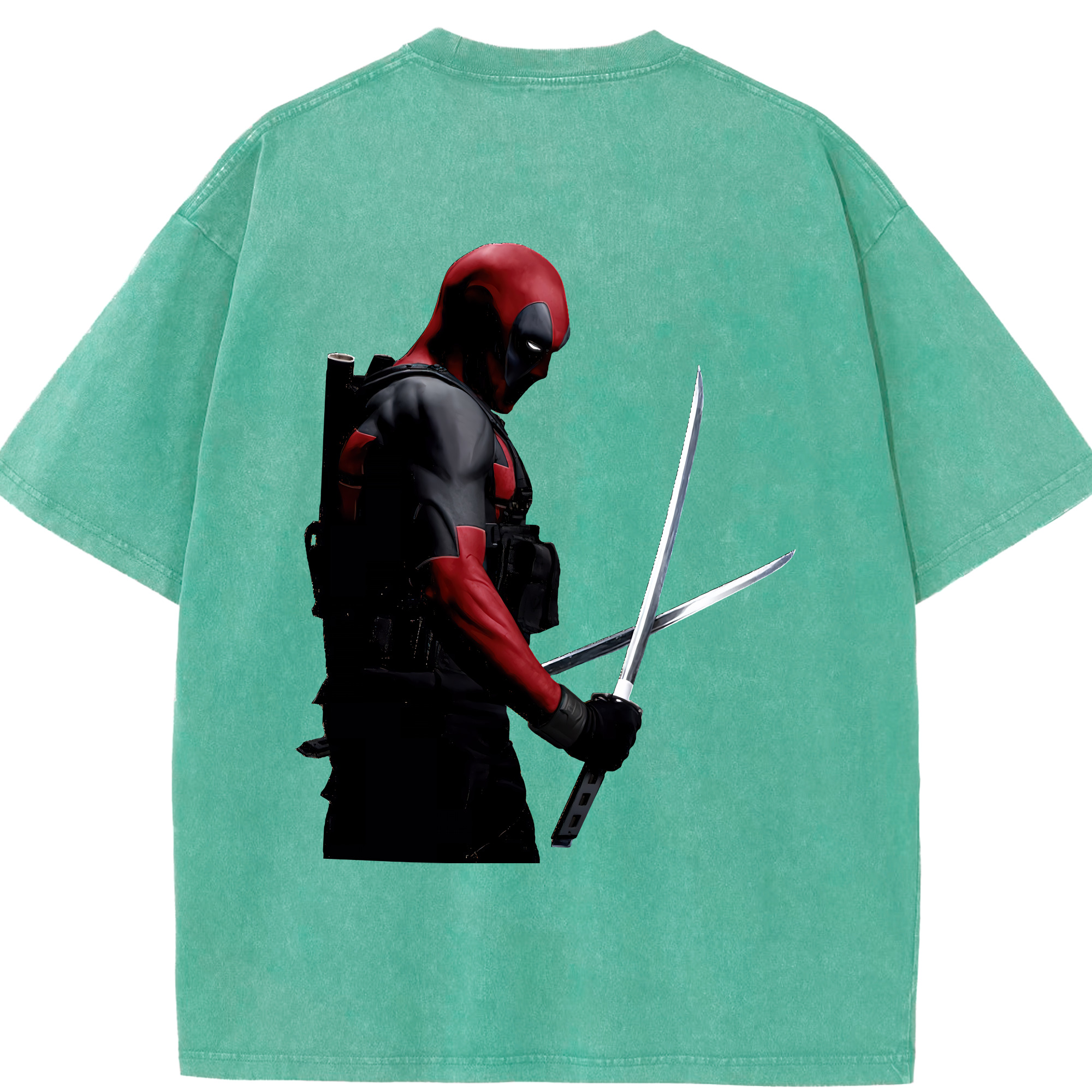 （画像用） Deadpool デッドプール 綿100% ヴィンテージ風 半袖Tシャツ（背面プリント）